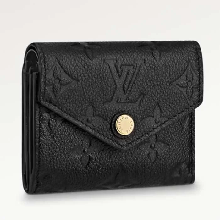 Ladies Louis Vuitton shoulder bags with a wide - width strap for comfortLouis Vuitton LV Unisex Zoe Wallet Monogram Empreinte Embossed Supple Grained Cowhide Leather Black Noir