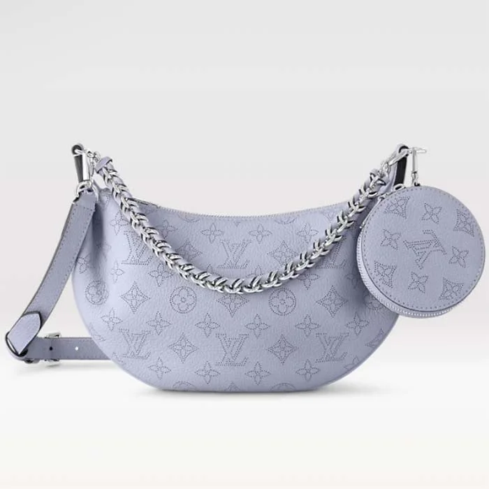 Louis Vuitton tote bags with a printed LV logo on the front for brand visibilityLouis Vuitton Women LV Baia PM Light Lilac Perforated Mahina Calfskin Round Coin Purse