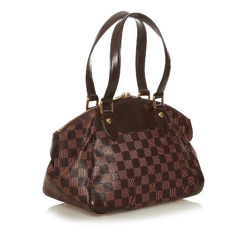 Louis Vuitton bags with a snap - button closure and a decorative charm for styleLouis Vuitton Damier Ebene Verona PM 34607)