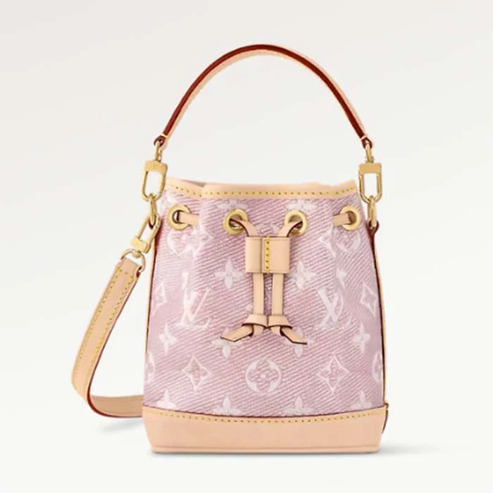 Louis Vuitton Alma bags with a detachable shoulder strap for versatilityLouis Vuitton LV Women Nano Noé Bucket Bag Pink Monogram Coated Canvas Cowhide Leather