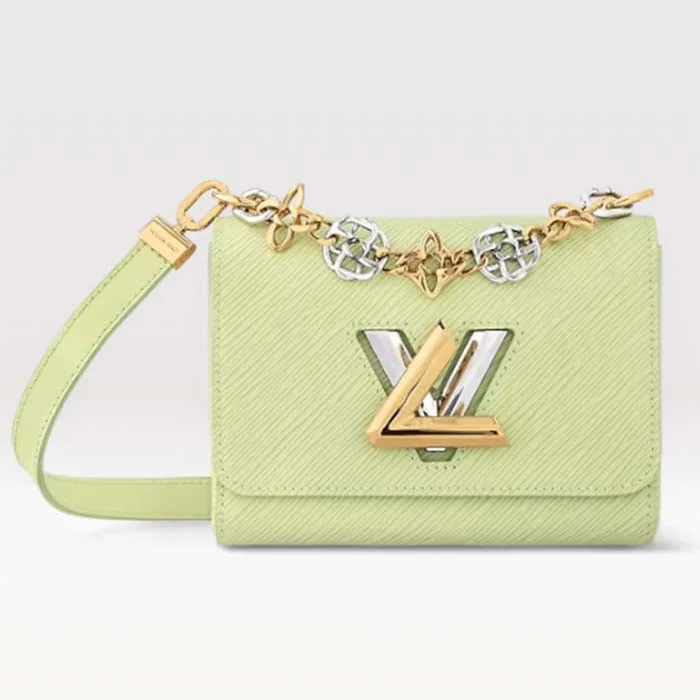 Ladies Louis Vuitton Capucines bags with a detachable shoulder strapLouis Vuitton LV Women Twist PM Vert Noto Green Epi Grained Leather Cowhide Lock