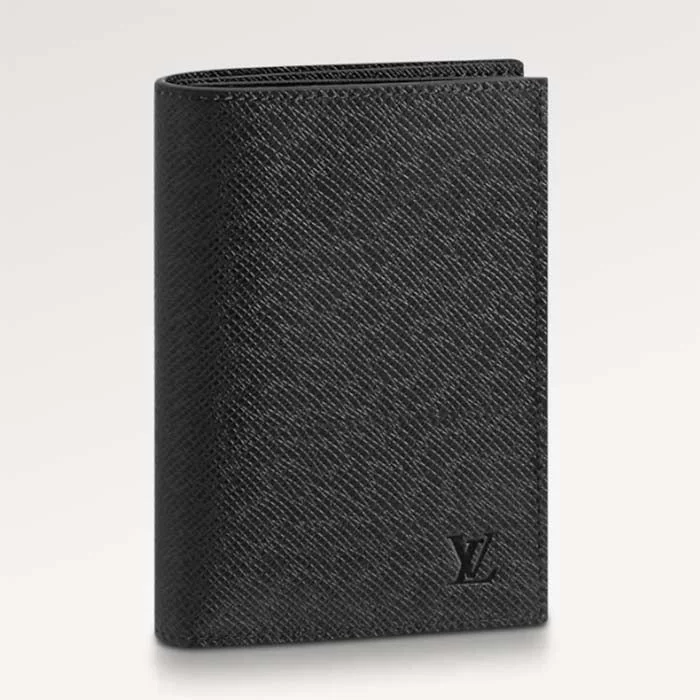 Louis Vuitton bags with a chain - link trim and a leather body for a modern edgeLouis Vuitton LV Unisex Passport Cover Black Taiga Leather Cowhide Leather Lining