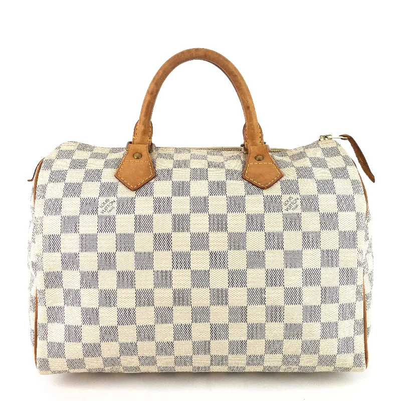 Louis Vuitton bags with a front - zip pocket for small items like keysSpeedy 30 Damier Azur Canvas Bag