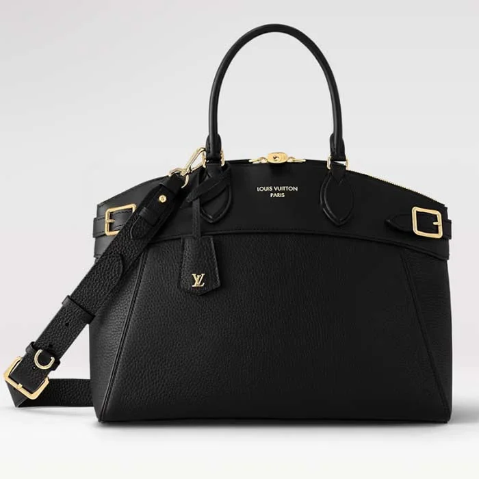 Louis Vuitton tote bags with a water - resistant coating for outdoor useLouis Vuitton LV Women Lock It MM Black Taurillon Leather Smooth Calfskin Calf Leather