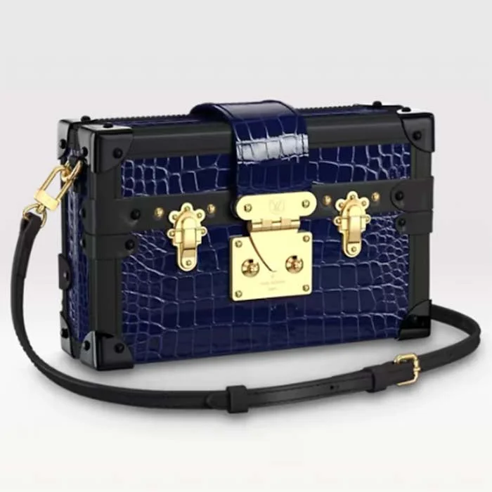 Louis Vuitton Alma bags with a detachable shoulder strap for versatilityLouis Vuitton LV Women Petite Malle Handbag Saphir Blue Brilliant Niloticus Leather