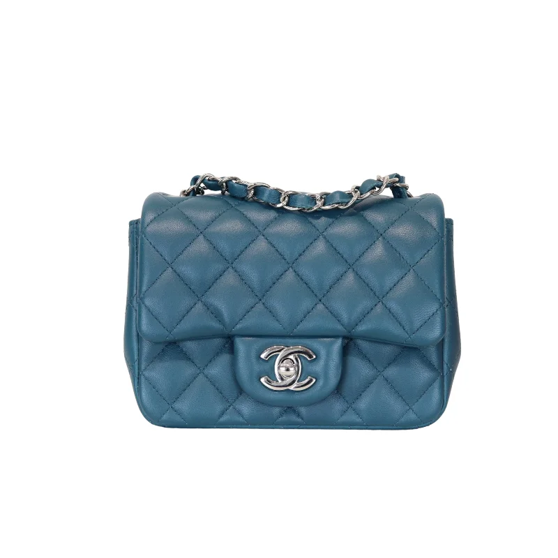 Chanel Limited Edition Handbag for CollectorsMini Square Flap Cafskin Quilted Blue Fonce SHW