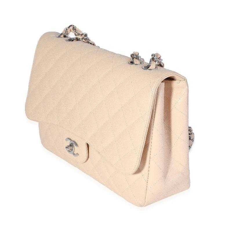 Chanel Quilted Leather Shoulder Bag for FashionistasChanel Beige Quilted Caviar Jumbo Classic Single Flap Bag