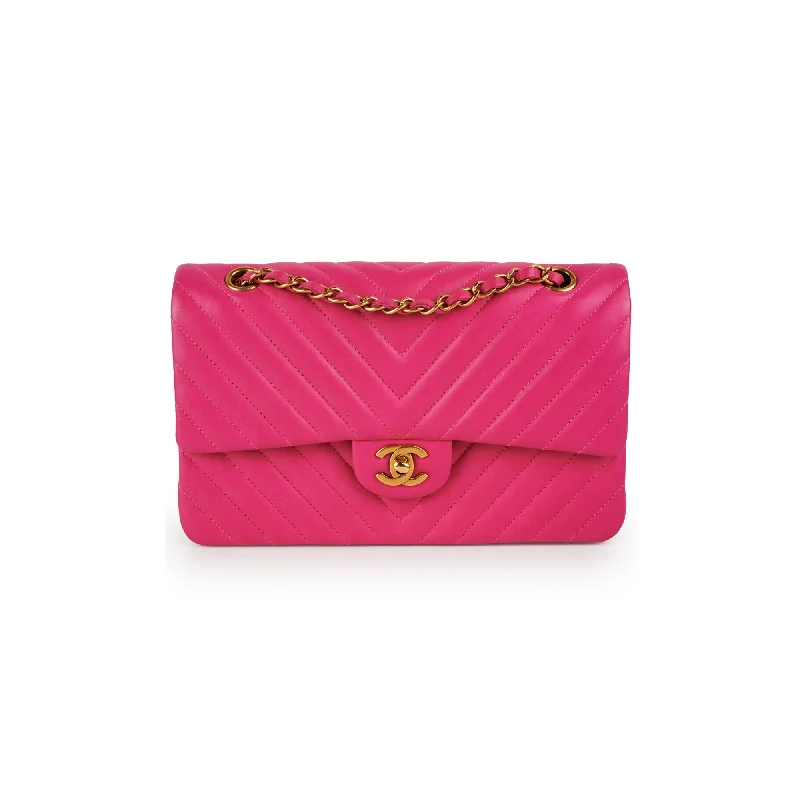 Chanel New Arrival Handbag with Gold HardwareChanel Medium Classic Flap Chevron Lambskin Pink