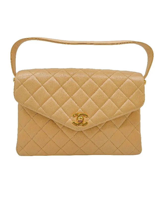 Chanel Handbag with Adjustable Strap for ComfortChanel Beige Lambskin Medium Envelop Beige Lambskin ASC5266