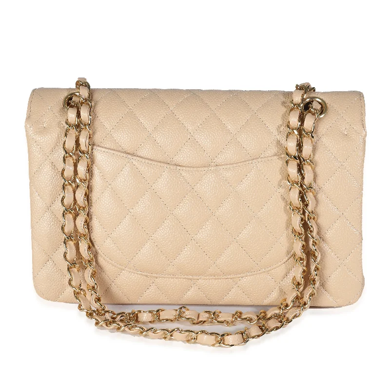 Chanel Limited Edition Handbag for CollectorsCHANEL Beige Quilted Caviar Medium Classic Double Flap Bag