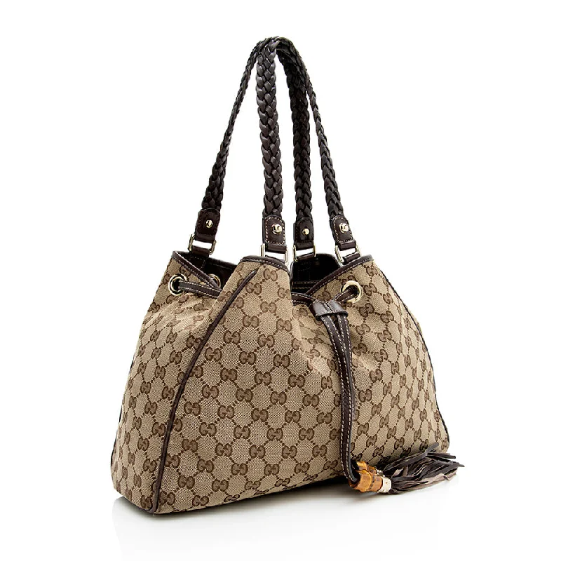 Women Gucci bags with a zippered interior pocketGucci GG Canvas Peggy Shoulder Bag (21692)