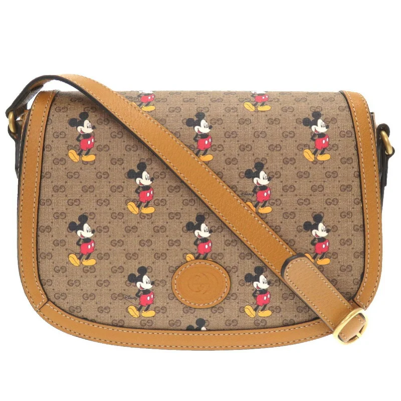 Women Gucci Sylvie bags with a crystal - embellished web stripeGucci x Disney GG Supreme Small Shoulder Brown 602694 Bag