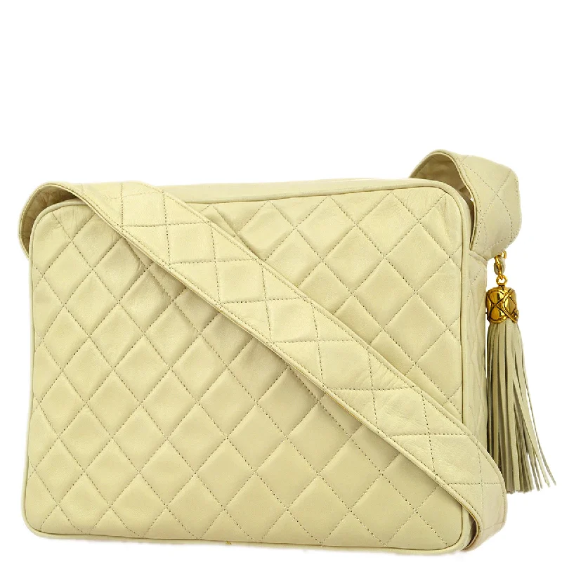 Chanel Limited Edition Handbag for CollectorsChanel 1989-1991 Ivory Lambskin Camera Bag Large