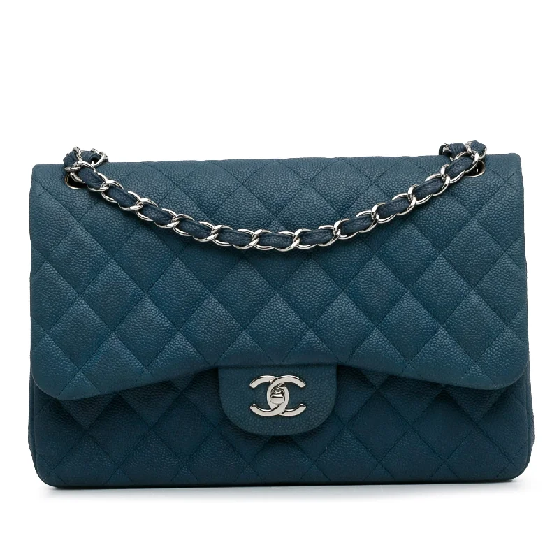 Chanel Luxury Handbag for High - End EventsChanel Classic Double Flap Jumbo Blue Caviar Gold