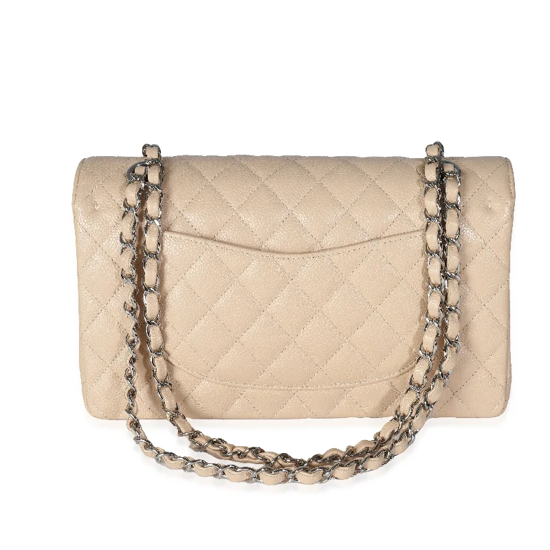 Chanel Chain Strap Handbag for Everyday UseCHANEL Beige Quilted Caviar Medium Classic Double Flap Bag