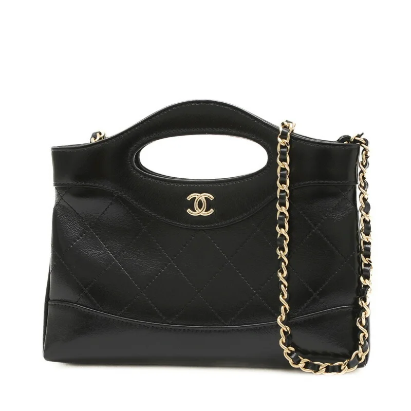 Chanel Small Crossbody Bag for TravelChanel 31 Chain Shoulder Bag Phone Holder Calfskin Black AP3656