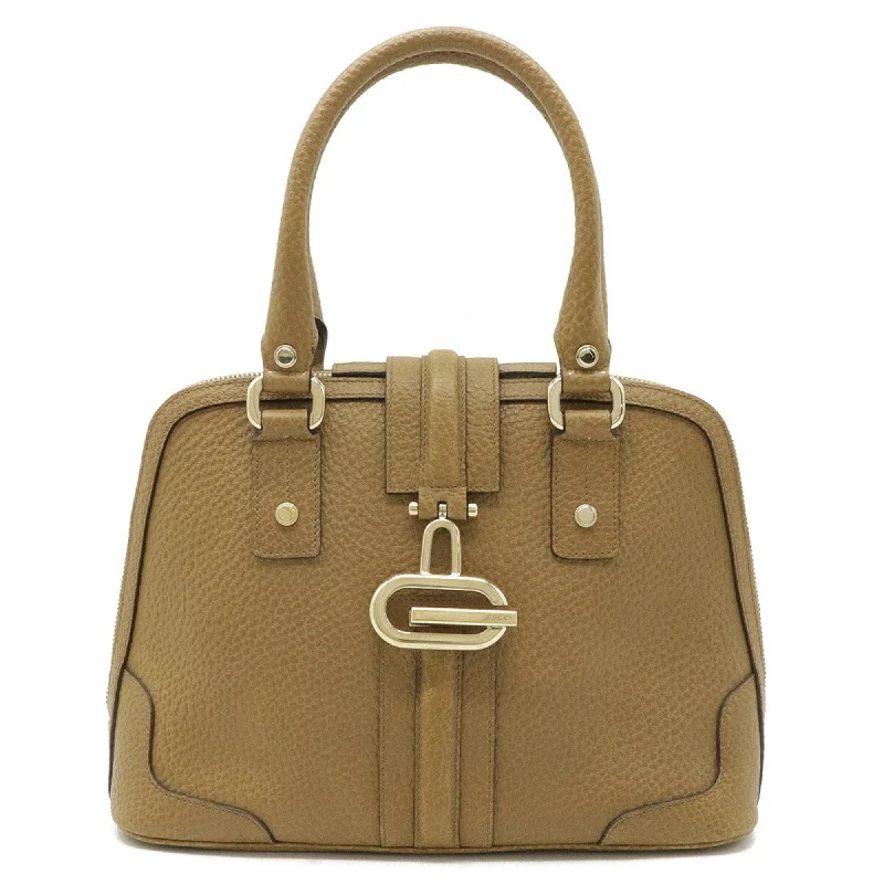 Women Gucci bags with a snap - button closure and a decorative charmGucci G Handbag Tote Bag Embossed Leather Camel 145822