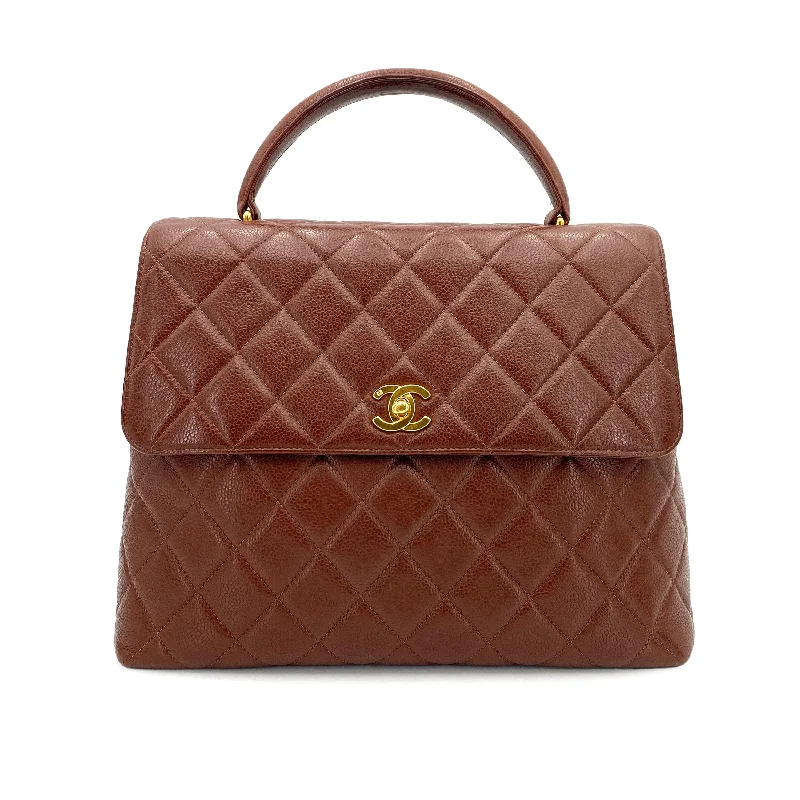 Chanel Quilted Leather Shoulder Bag for FashionistasCHANEL VINTAGE MATELASSE HAND BAG BROWN CAVIAR SKIN 90246904