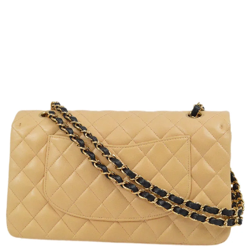 Chanel Chain Strap Handbag for Everyday UseChanel Beige Lambskin Medium Classic Double Flap Shoulder Bag