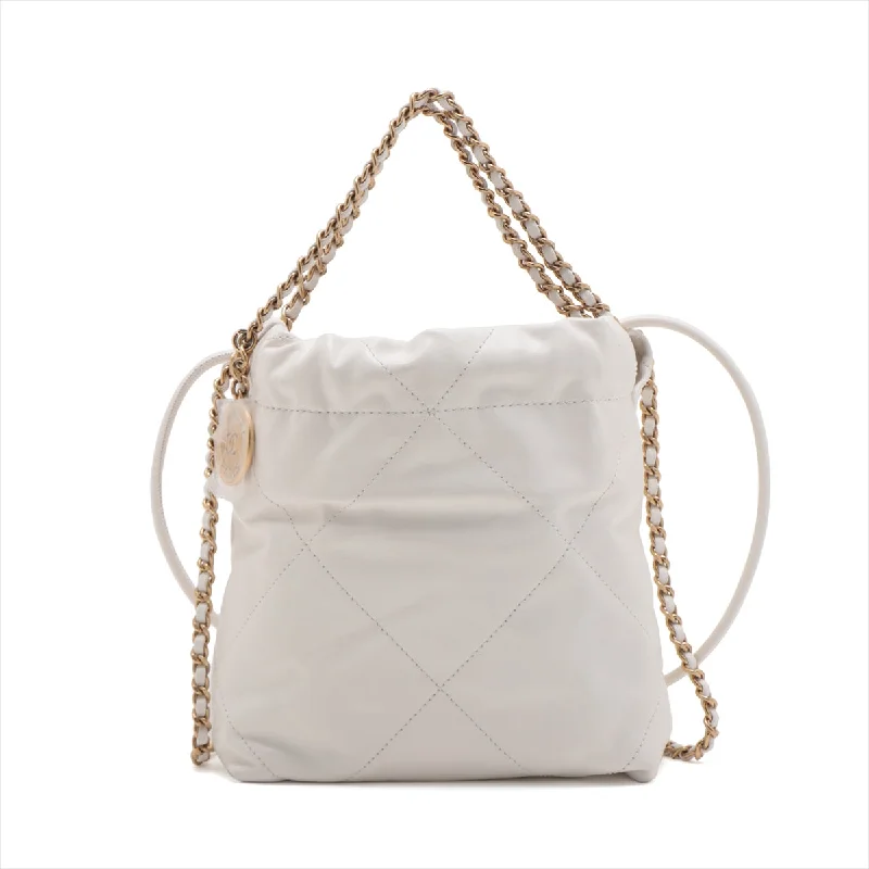 Chanel All - Match Handbag for Versatile StylingChanel 22 Mini Leather Chain Shoulder Bag White G