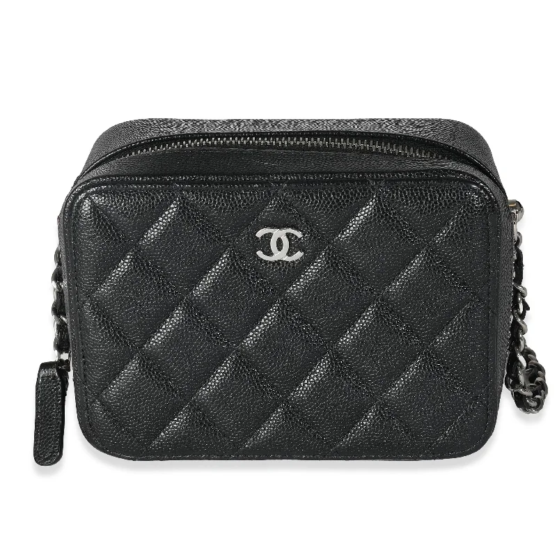 Chanel Lightweight Handbag for Daily ErrandsChanel Black Quilted Caviar Square Zip Around Camera Bag