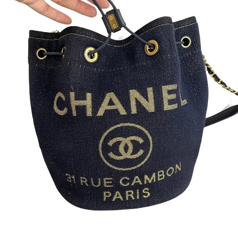 Chanel Luxury Handbag for High - End EventsDeauville Denim Bucket Bag Blue