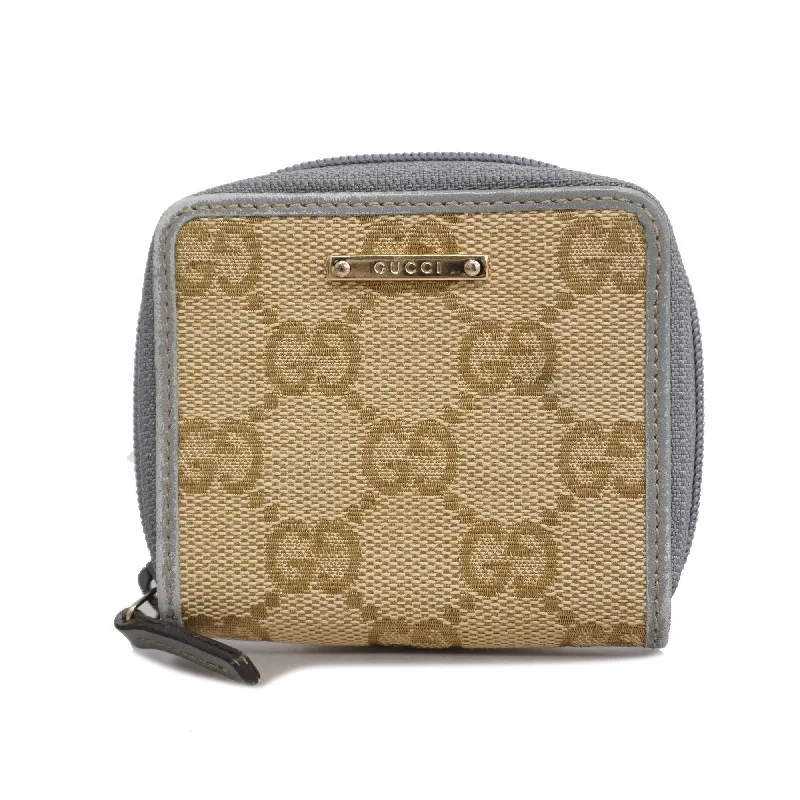 Women Gucci bags with a front - zip pocket for small itemsGucci Coin Case 115255 0416 Women's GG Canvas Coin Purse/coin Case Beige,Gray