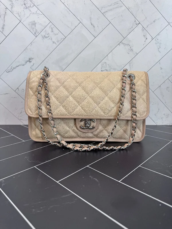 Chanel Luxury Handbag for High - End EventsChanel Beige Caviar Leather French Rivera