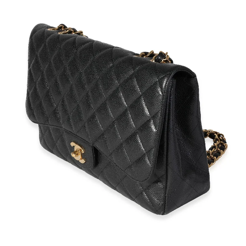 Chanel Black Handbag for Business MeetingsChanel Black Caviar Quilted Jumbo Classic Single Flap Bag