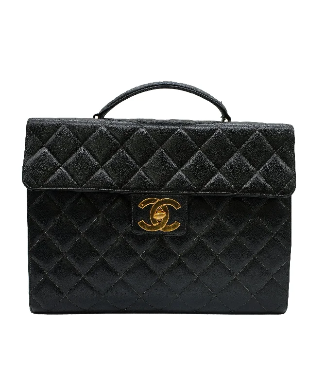 Chanel Quilted Leather Shoulder Bag for FashionistasChanel Black Caviar Jumbo XL Brief Black Caviar ASC5259