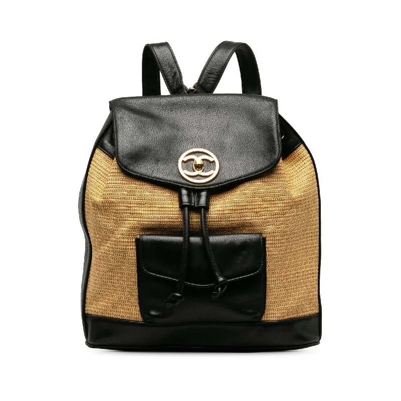 Chanel Quilted Leather Shoulder Bag for FashionistasChanel Duma Backpack Black Raffia Gold