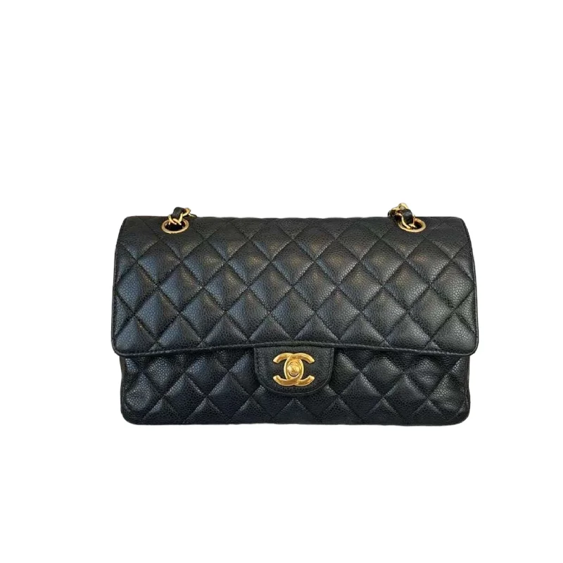 Chanel Quilted Leather Shoulder Bag for FashionistasMedium Classic Flap Caviar Black GHW