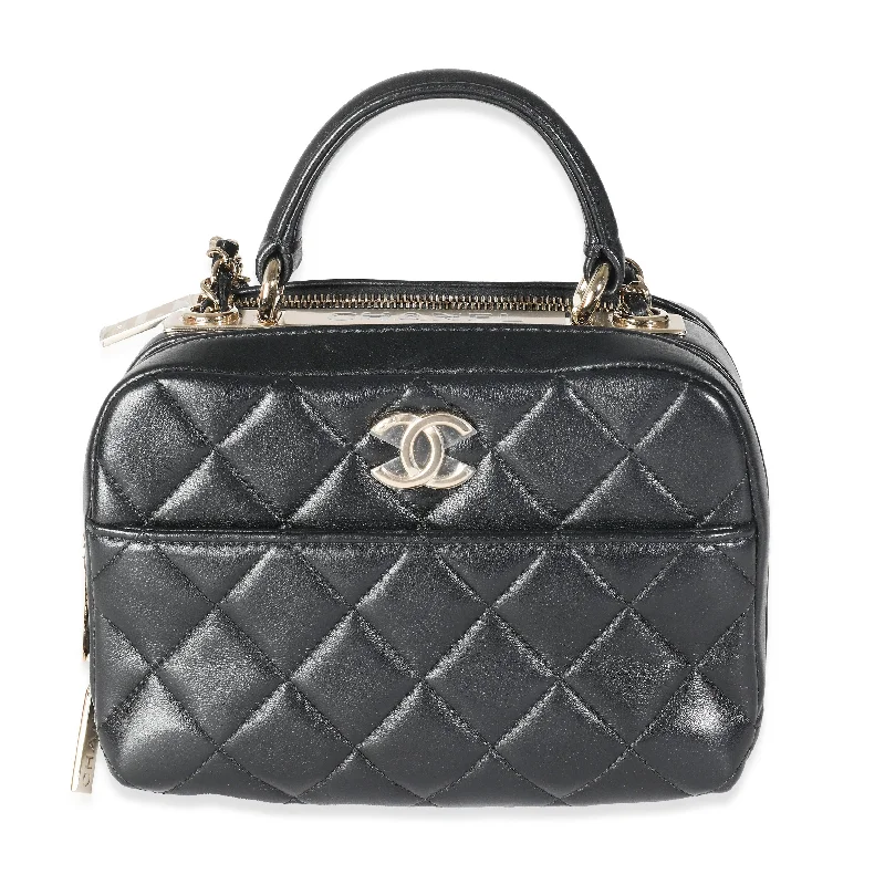 Chanel Small Crossbody Bag for TravelCHANEL 20P Black Quilted Lambskin Mini Trendy CC Bowling Bag