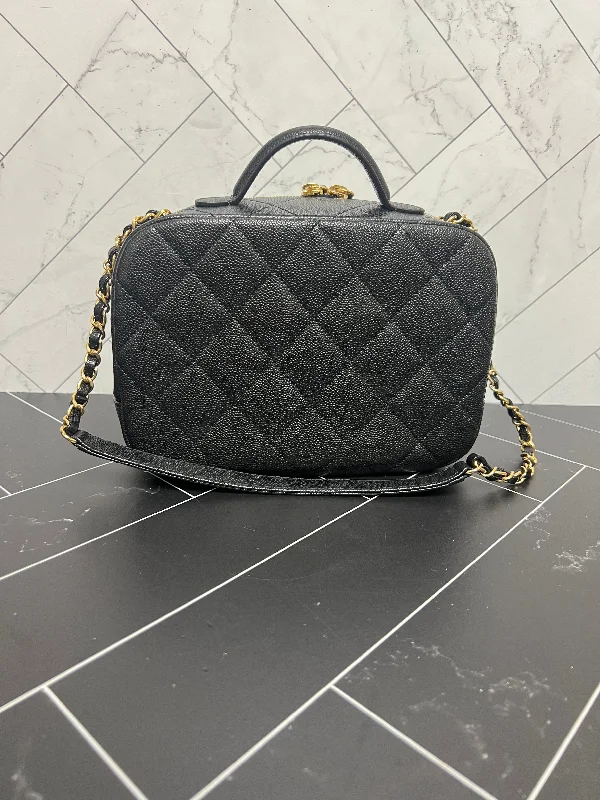 Chanel Colorful Handbag for Spring OutfitsChanel Black Caviar Quilted Small Top Handle Vanity Case