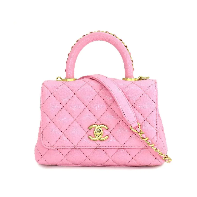 Chanel All - Match Handbag for Versatile Styling90196209 - CHANEL Matelasse Hand Shoulder Bag Caviar Skin Pink AS2215 Purse 90196209