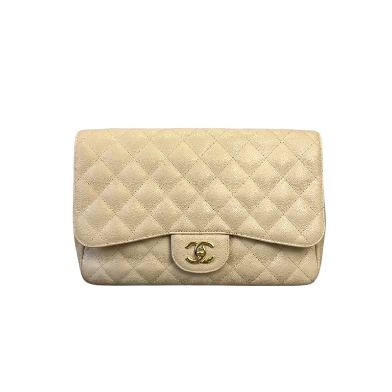 Chanel All - Match Handbag for Versatile StylingClassic single Flap Beige Jumbo SHW