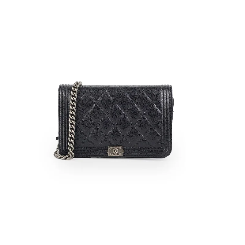 Chanel Lightweight Handbag for Daily ErrandsChanel Boy Caviar Black Wallet On Chain WOC