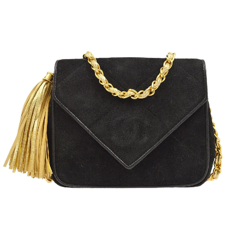 Chanel Classic Flap Bag for Evening PartyCHANEL 1989-1991 Diamond Shoulder Bag Mini Black Suede