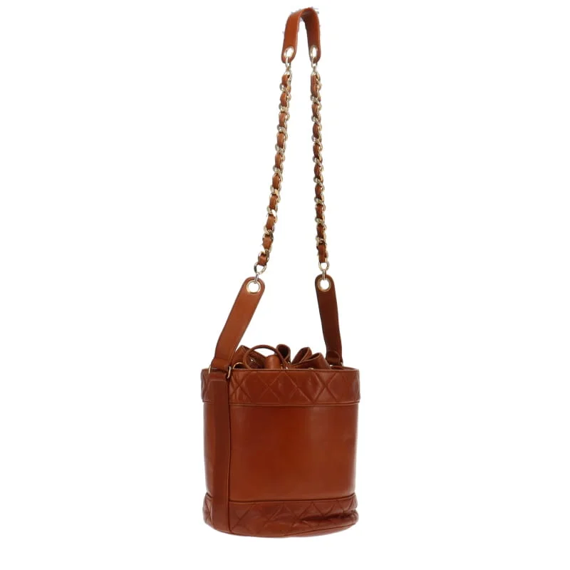 Chanel All - Match Handbag for Versatile StylingChanel Vintage CC Cognac Lambskin Bucket Bag 1986/88