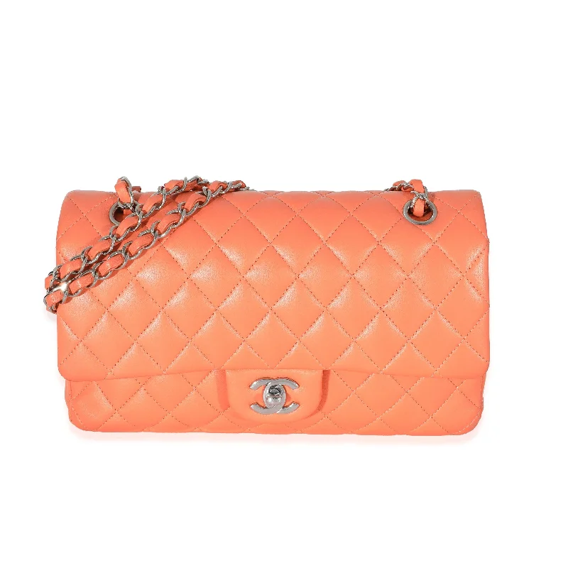 Chanel Lightweight Handbag for Daily ErrandsChanel Orange Quilted Lambskin Medium Classic Double Flap Bag