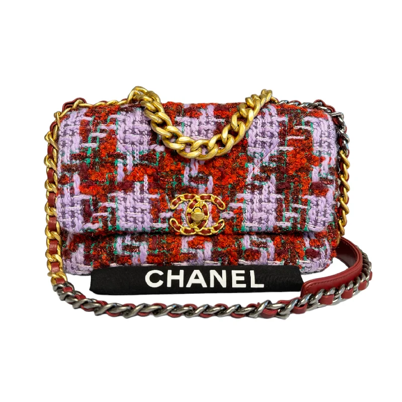 Chanel Quilted Leather Shoulder Bag for FashionistasChanel 19 Small Multicolor Tweed Gold