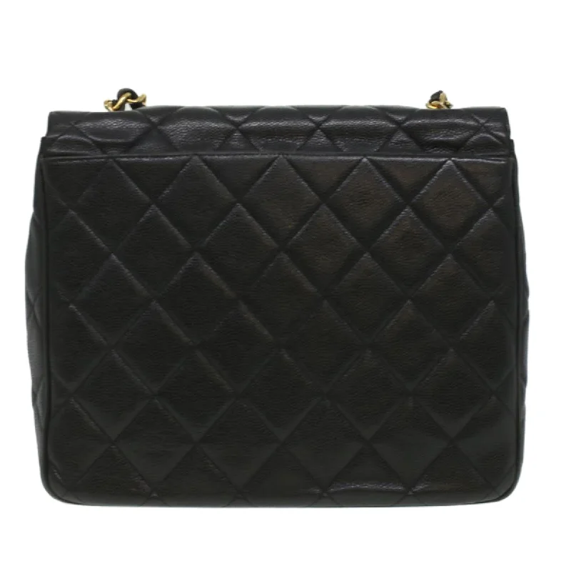 Chanel All - Match Handbag for Versatile StylingCHANEL Big Matelasse Turn Lock Shoulder Bag Caviar Skin Black CC  32155A