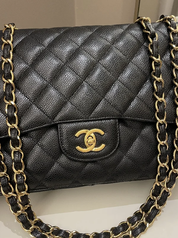 Chanel Colorful Handbag for Spring OutfitsChanel Classic Quilted Jumbo Single Flap Black Caviar