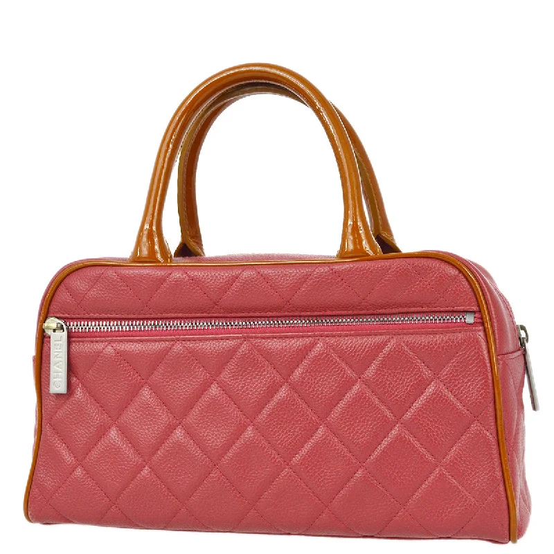 Chanel Designer Handbag with Unique DesignChanel Pink Caviar Bowling Bag 27