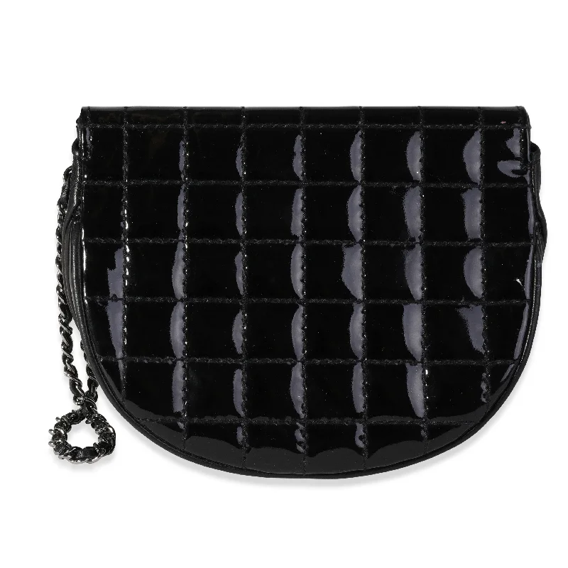 Chanel Designer Handbag with Unique DesignCHANEL Black Patent Leather Chocolate Bar Wristlet