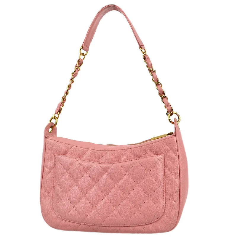 Chanel Quilted Leather Shoulder Bag for FashionistasChanel 2003-2004 Pink Caviar Hobo Shoulder Bag