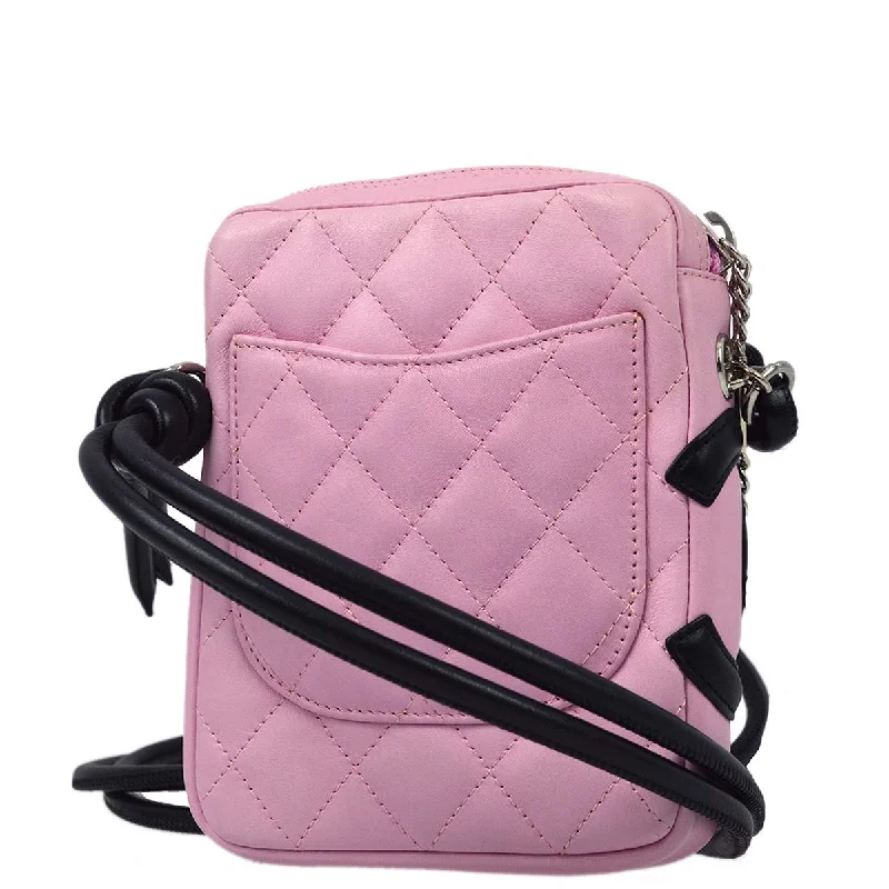 Chanel Handbag with Adjustable Strap for ComfortChanel 2003-2004 Pink Calfskin Cambon Ligne Shoulder Bag 13