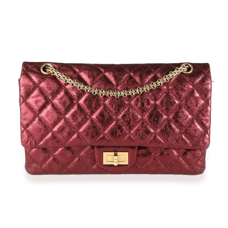 Chanel Classic Flap Bag for Evening PartyChanel Metallic Burgundy Quilted Calfskin Reissue 2.55 227 Double Flap Bag