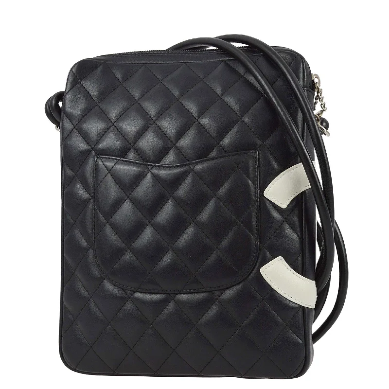 Chanel Small Crossbody Bag for TravelChanel 2003-2004 Black Calfskin Cambon Ligne Shoulder Bag