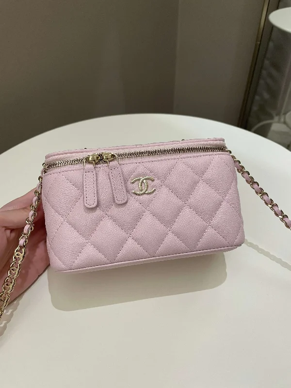 Chanel New Arrival Handbag with Gold HardwareChanel 22P Quilted Coco Vanity Rectangular Rose Clair Lilac Caviar